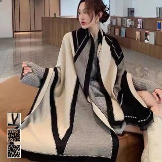 【Amirr 艾米爾】★仿羊絨幾何字母加厚披肩(長圍巾/女圍巾/保暖)