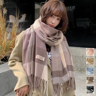 【Amirr 艾米爾】★羊毛長須方格子流蘇圍巾(圍脖/女圍巾/加厚)