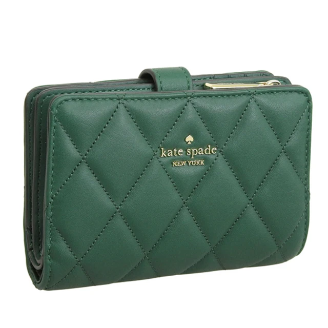 KATE SPADEKATE SPADE Carey系列祖母綠小香風菱格紋皮革中夾(KA591-301)
