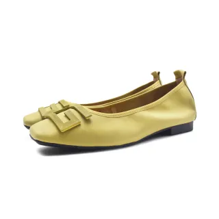 【PQ】女 大G飾真皮絲綢滑面質感低跟鞋 女鞋(霧綠色)