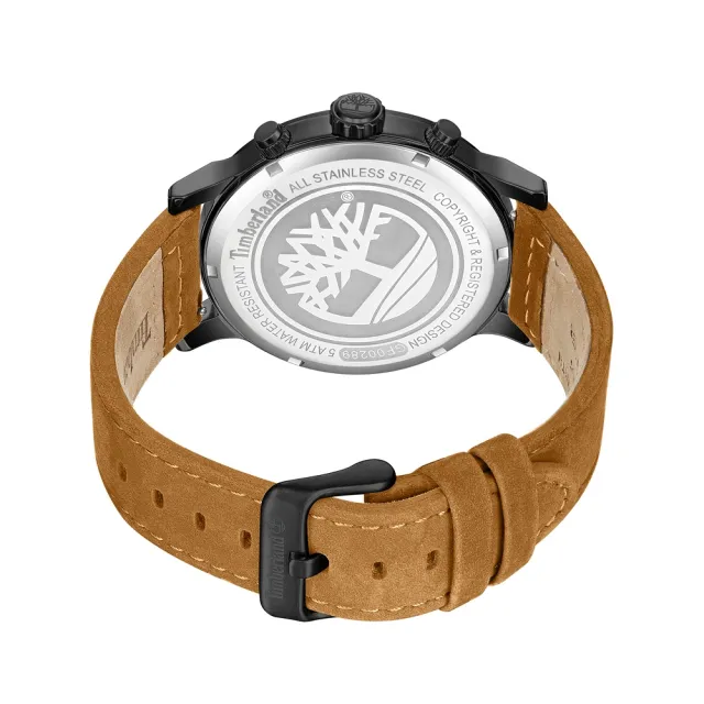【Timberland】天柏嵐 PANCHER系列 三眼多功能腕錶 皮帶-黑/小麥色46mm(TDWGF0028902)