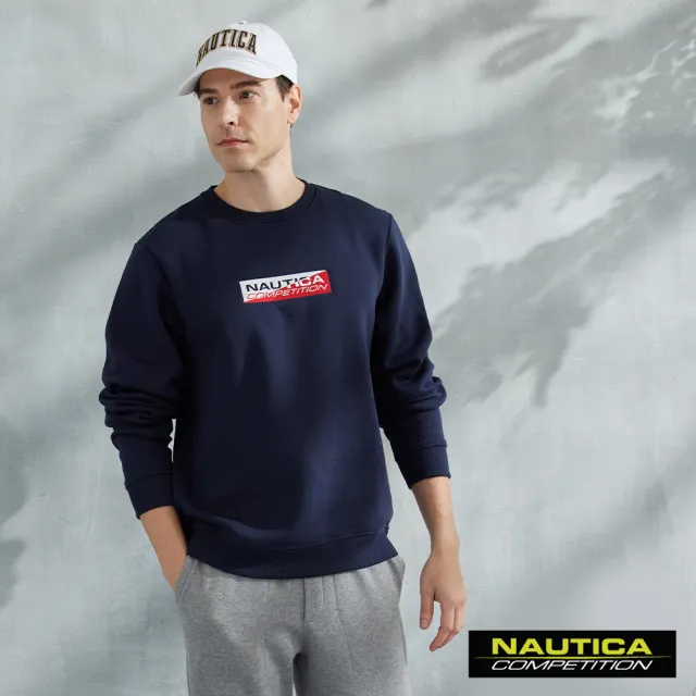 【NAUTICA】男裝 COMPETITION 舒適休閒刷毛長袖大學T(藍)