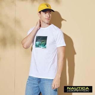 【NAUTICA】男裝 COMPETITION海浪印花短袖T恤(白)