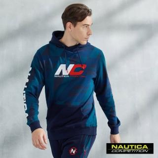 【NAUTICA】男裝 COMPETITION大寫品牌字樣長袖帽T(藍)