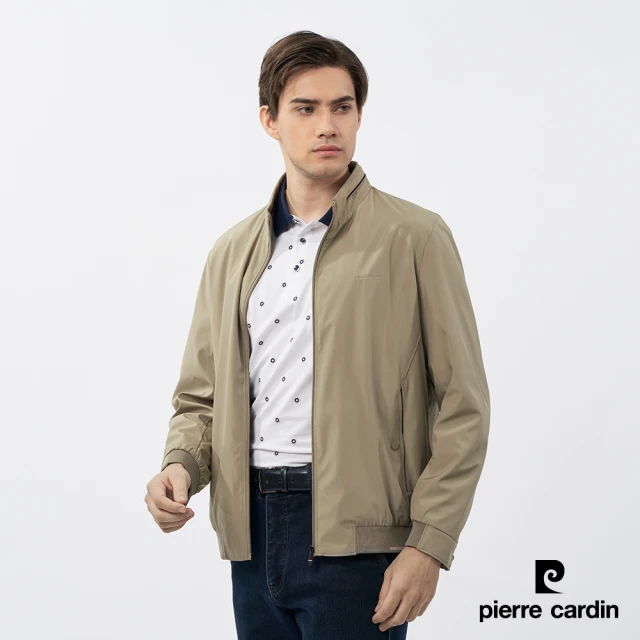 pierre cardin 皮爾卡登 商務休閒 男款 都會休閒立領薄夾克外套-卡其色(5235602-84)