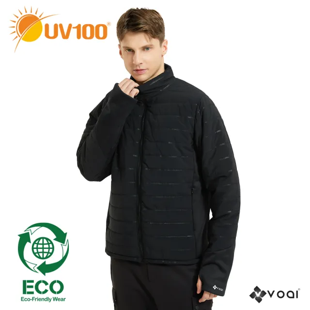 【UV100】FURTEK防潑科技羽絨拼接立領外套-男(防潑水、保暖、羽絨外套、VOAI)