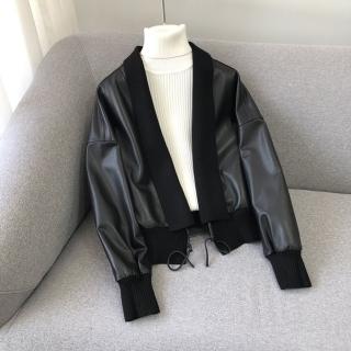 【巴黎精品】現貨+預購 皮衣外套真皮夾克(短款針織開衫羊皮女外套a1dp77)
