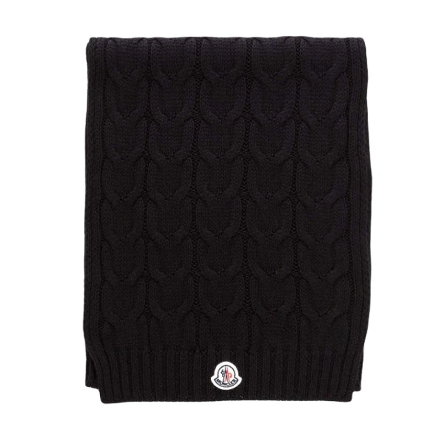 MONCLER 童裝 品牌LOGO 羊毛圍巾-黑色(L號)折