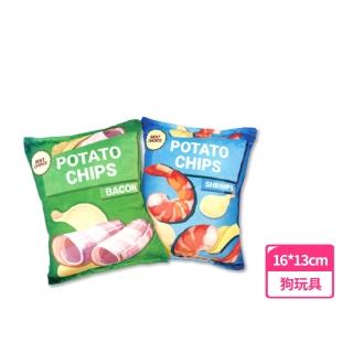 毛絨響紙模擬洋芋片寵物玩具-2入(發聲 狗狗 貓咪 磨牙 潔牙 解悶 造型 互動)