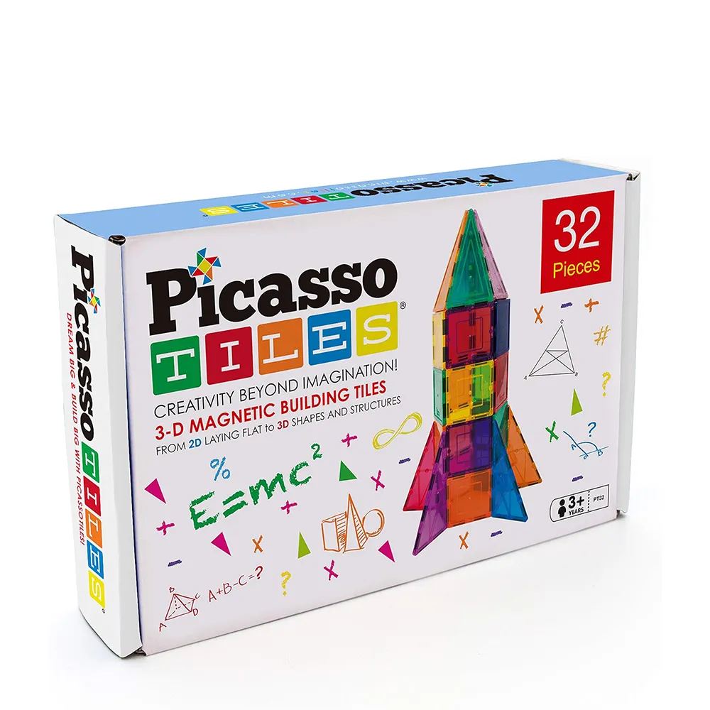 【PicassoTiles】PicassoTiles磁力積木- 32片火箭套組(在玩樂中學習 畢卡索 聖誕禮物)