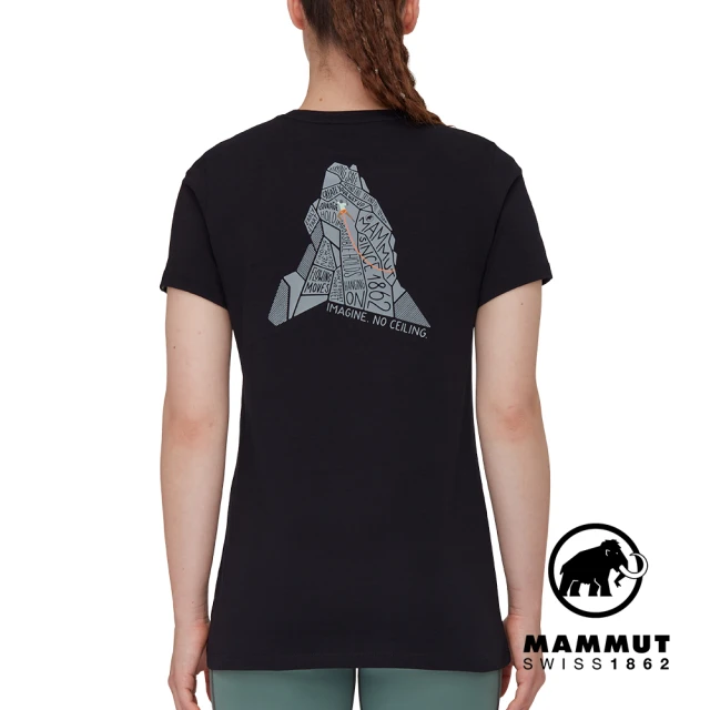 Mammut 長毛象 Massone T-Shirt Women No Ceiling 有機棉機能短袖T恤 女款 黑色 #1017-05241