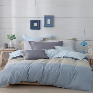 【棉眠DreamTime】100%精梳棉四件式兩用被床包組-貝塔_藍(雙人)
