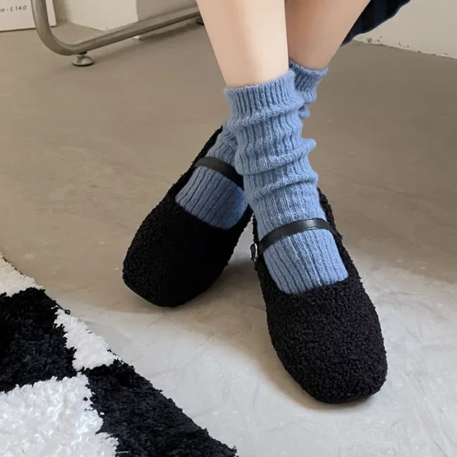 【Porabella】襪子 襪 素色襪 羊毛襪 加厚 女中筒襪 女襪 SOCKS
