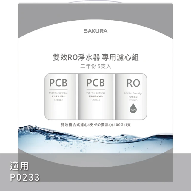 SAKURA 櫻花 雙效RO淨水器P0233專用濾芯組5支入(F2195)