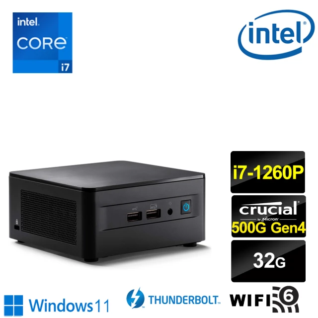 Intel 英特爾Intel 英特爾 NUC平台i7十二核{光影少尉W} Win11迷你電腦(i7-1260P/32G/500G Gen4)