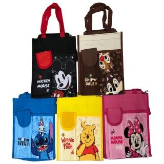 【SNOW.bagshop】米奇.米妮.維尼熊.奇奇蒂蒂.史迪奇大餐袋(外可放置水瓶防水包 尼龍布可刷