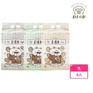 【BLOP豆渣男】4包組 豆腐砂7L 綠茶/活性碳/小米 7L 約2.5kg 2mm 條型(貓砂 強力凝結 環保貓砂 可沖馬桶)