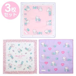 【SANRIO 三麗鷗】棉質便當包巾三入組 棉質餐巾組 Hello Kitty