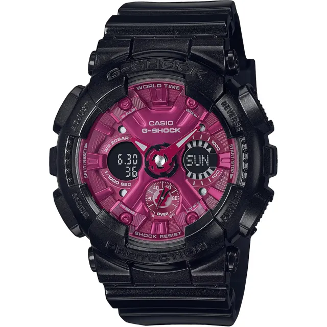 CASIO 卡西歐】G-SHOCK 勃根地酒紅系列雙顯手錶新年禮物(GMA-S120RB-1A