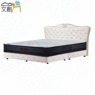 【文創集】蘭寇6尺雙人加大防刮皮革三件床臺組合(床片＋床底＋石墨烯&涼感紗雙面睡感較硬獨立筒床墊)