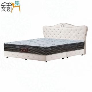 【文創集】蘭寇6尺雙人加大防刮皮革三件式床臺組合(床片＋床底＋蜂巢涼感獨立筒床墊)