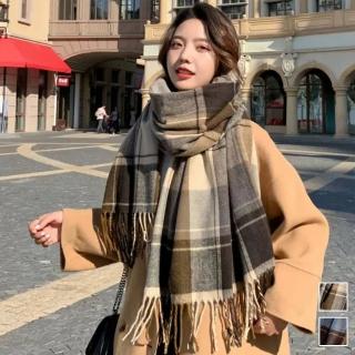 【Amirr 艾米爾】★仿羊絨格子加厚圍巾(圍脖/女圍巾/保暖)