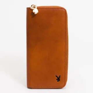 【PLAYBOY】拉鏈長夾  Leather系列(咖色)