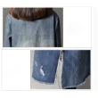 【ACheter】韓系仿古流蘇牛仔長版長袖寬鬆連身裙圓領洋裝#120042(藍)