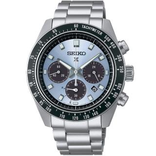 【SEIKO 精工】PROSPEX Speed Timer 太陽能計時 冰藍熊貓錶-41.4mm 禮物(V192-0AH0U/SSC935P1)