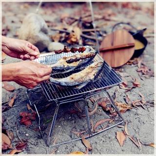 【May Shop】露營折疊不銹鋼燒烤爐便攜戶外BBQ焚火臺