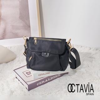 【OCTAVIA 8】OCTAVIA 8 - 袋蓋系之一 雙層輕量尼龍隨身肩斜背小包- 釦子黑