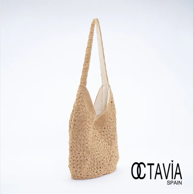 【OCTAVIA 8】亞碧斯 手工棉線編織蛋型休閒肩背包 - 歐草棕(渡假包 仿草編包)