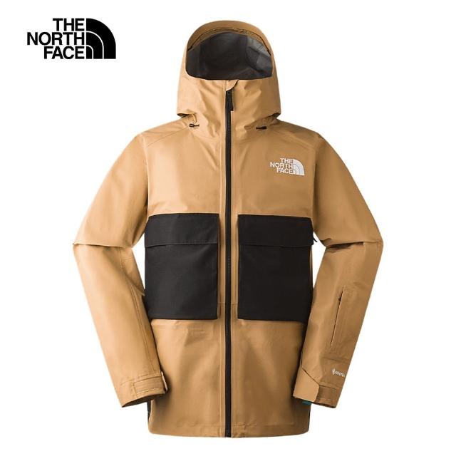 【The North Face 官方旗艦】北面男款卡其色Gore-Tex防水透氣保暖連帽衝鋒衣｜82V9I0J(外套)