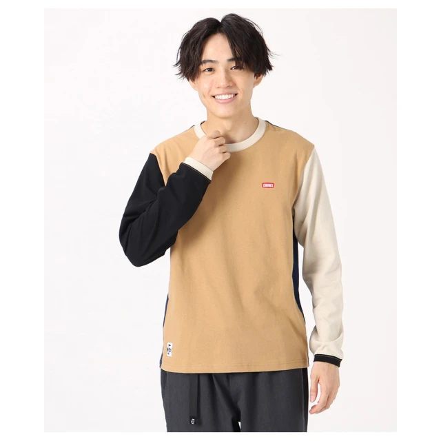 【CHUMS】CHUMS 休閒 Booby Logo Brushed L/S T-Shirt長袖T恤 Beige Crazy(CH012304C081)