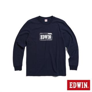 【EDWIN】男女裝 東京散策系列 未來視窗長袖T恤(丈青色)