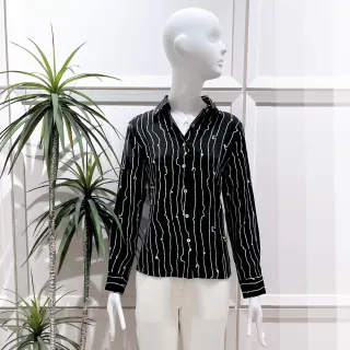 【EPISODE】經典百搭抽象條紋長袖襯衫E30482（黑）