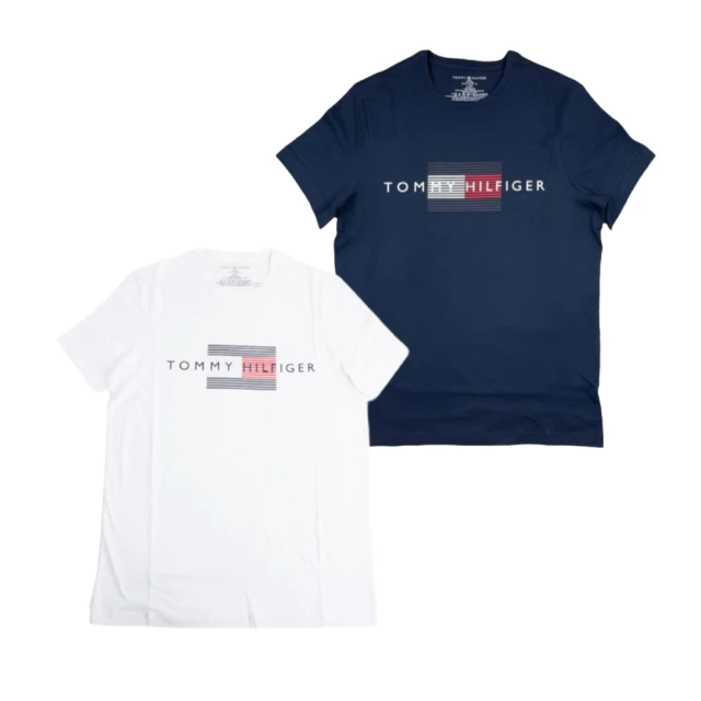 Tommy Hilfiger Tommy Hilfiger 簡約休閒棉質 印刷LOGO 短袖T恤上衣 深藍色(美國進口平行輸入)