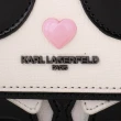 【KARL LAGERFELD 卡爾】立體貓咪圖案暗釦斜背手機包(黑)