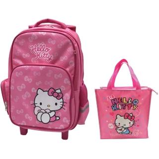【SANRIO 三麗鷗】Hello Kitty三段拉桿書包+直式手提袋超值組(臺灣正版授權)