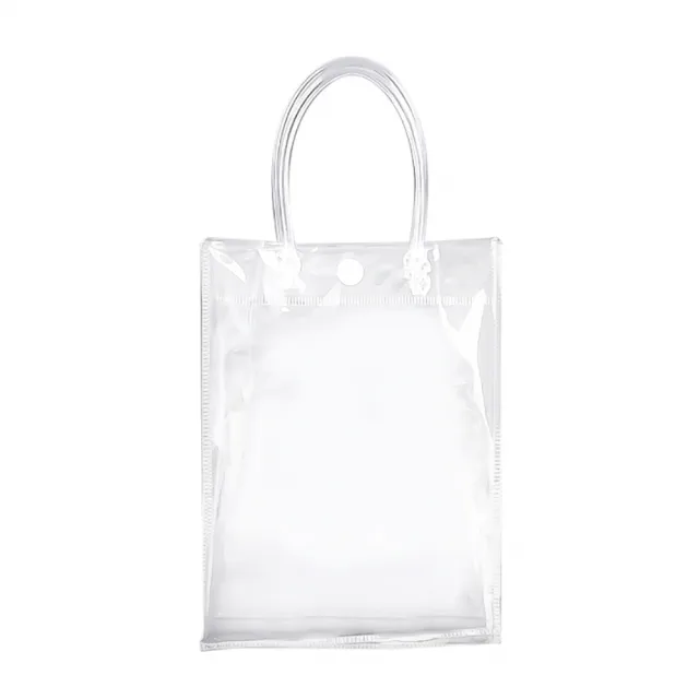 【小麥購物】透明手提袋 中款(手提袋 購物袋 塑膠袋 禮物袋 禮品 包裝 包裝袋 卡扣袋 禮物)