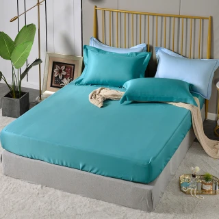 【Betrise】抗菌天絲素色枕套床包二件組-獨立筒適用加高床包- 青石路上(單人)