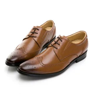 【GEORGE 喬治皮鞋】尊爵系列 漸層刷色翼紋核心氣墊鞋-棕色015013IN-24