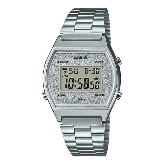 【CASIO 卡西歐】電子錶 不鏽鋼錶帶 可調節式錶扣 50米防水 碼表 LED琥珀色照明(B640WDG-7)