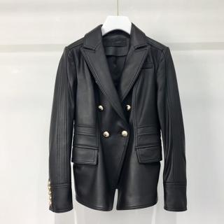 【巴黎精品】現貨+預購 皮衣外套真皮夾克(輕商務雙排扣羊皮女外套2色a1dp83)