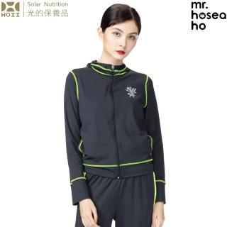 【HOII】MR.HOSEA HO 撞色風格連帽外套★黑色(時尚機能防曬涼感抗UPF50抗UV機能布)