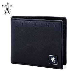 【PORTER INTERNATIONAL】法式精緻BEND真皮雙折短夾(深藍)