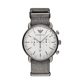 【EMPORIO ARMANI】時尚編織商務休閒防水石英男士腕錶(AR11240)