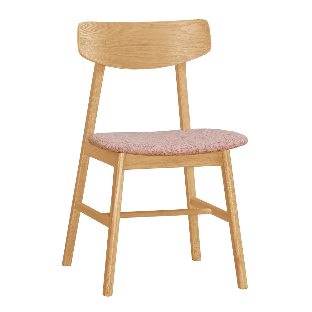 【BODEN】歐萊實木粉色布餐椅/單椅