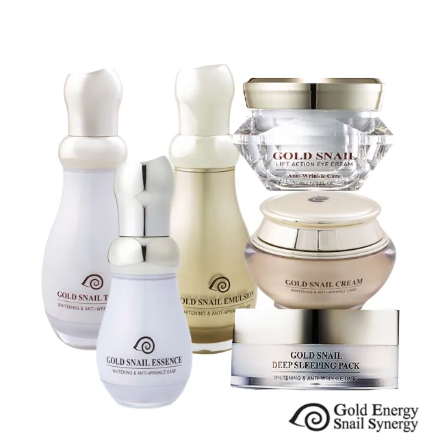 即期品【Gold Energy Snail Synergy】黃金蝸牛極緻透白防皺潤膚露/乳/精華/霜/眼霜/面膜任1入