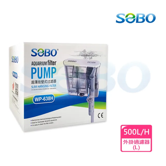 【SOBO 松寶】超薄掛壁式過濾器L+除油膜(最大出水量500L/H 適用1.5〜2尺魚缸)